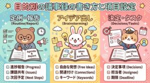 目的別の議事録の書き方と項目設定